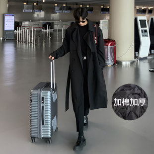 秋冬高级感中长款 宽松潮流痞帅过膝大衣双排扣战壕外套 风衣男韩版