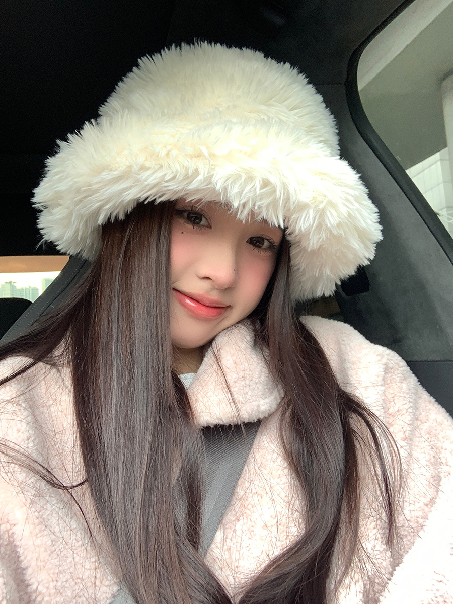 加厚保暖护耳帽子纯色毛绒渔夫帽