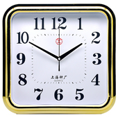 上海14英寸静音方形大挂钟客厅办公室现代简约石英钟墙上挂表时钟