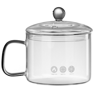 高硼硅玻璃锅耐热牛奶锅家用煮锅透明汤锅可电陶炉加热泡面碗带盖