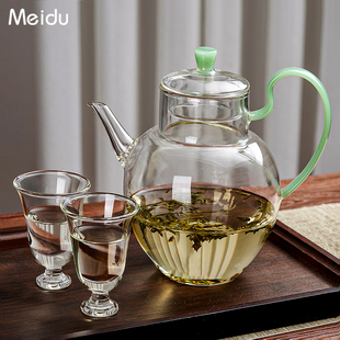 泡茶壶苹果单壶家用可过滤茶具 玻璃茶壶复古仿宋壶女士花茶壶套装