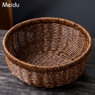 仿藤编收纳篮水果篮客厅面包馒头零食收纳筐大水果盘托盘圆形篮子