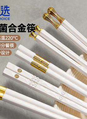 宝选筷子家用高档新款抗菌防霉分餐专用餐具一人一筷陶瓷合金筷子