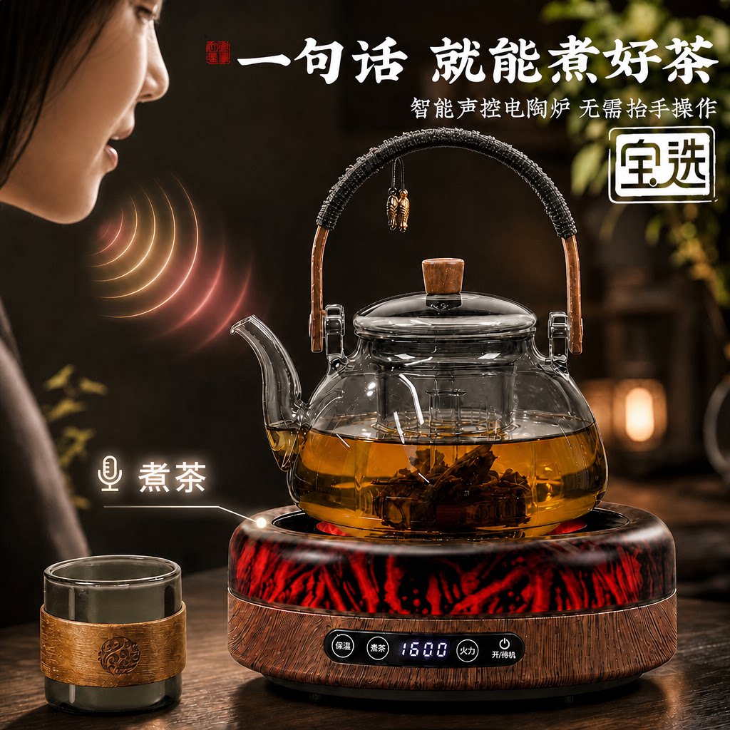 2026新款智能声控煮茶壶套装
