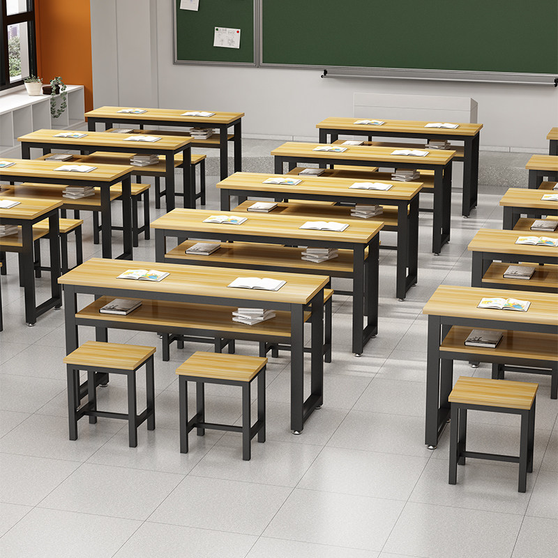 学校课桌椅双层成人培训桌辅导班补习班中小学生课桌长方形双人桌