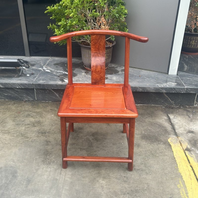 缅甸花梨木红木茶桌月牙椅子牛角椅实木中式仿古典坐具客厅书房