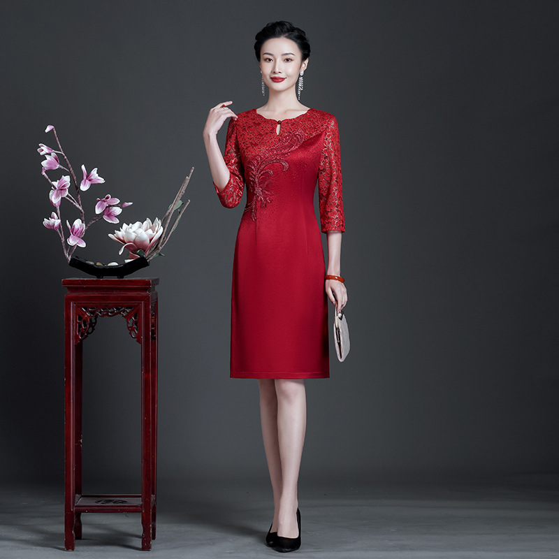 2023旗袍喜婆婆婚宴装妈妈参加婚礼气质礼服丈母娘年轻款中国风
