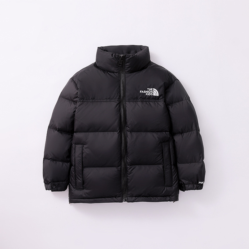 儿童羽绒服2023新款男童女童中大童拼色加厚连帽短款白鸭绒冬外套