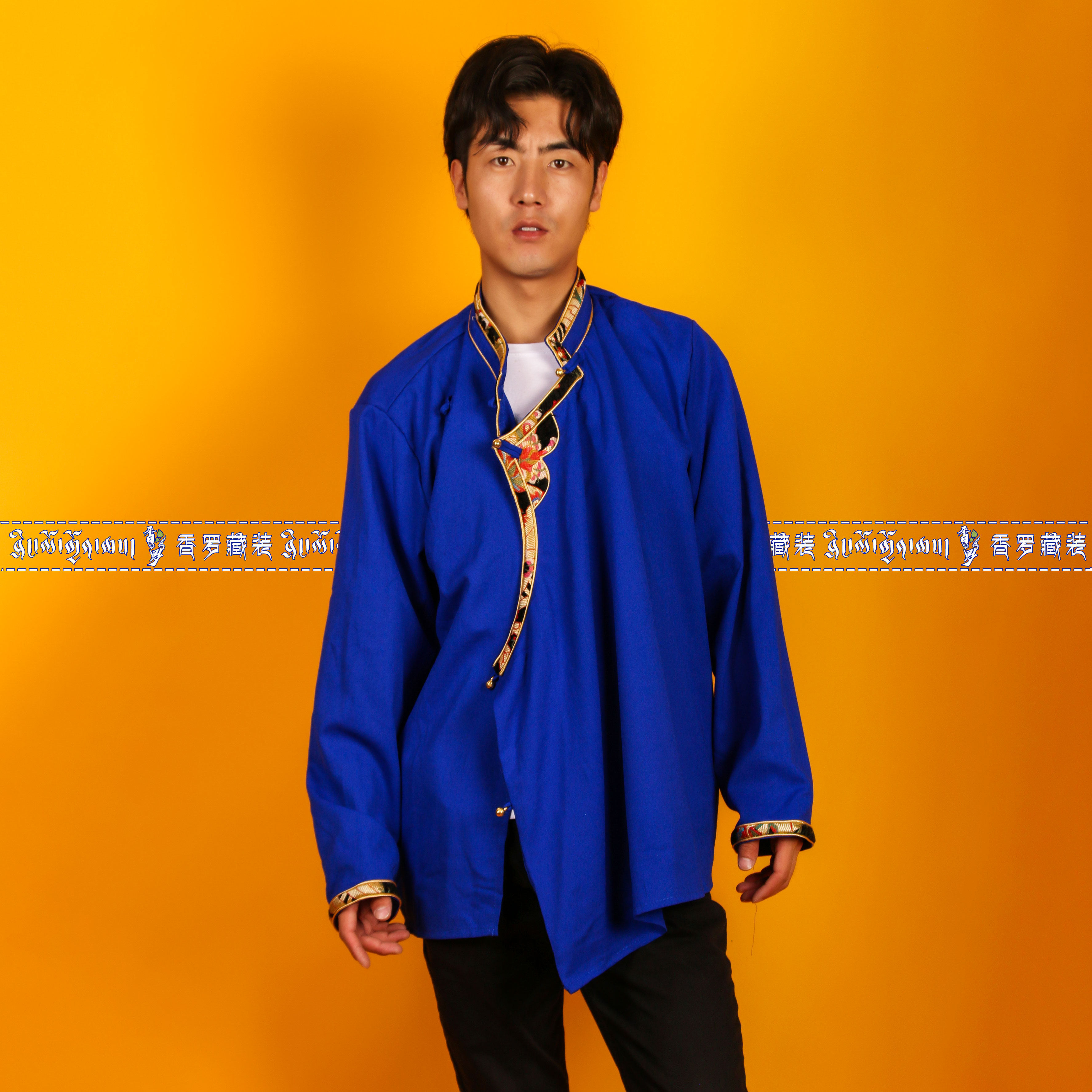 GARRI 티베트 남자 단색 사계절 학생 긴팔 민족 스타일 댄스 공연 티베트 재킷이 있는 티베트 의류