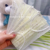 网纱 爆款 女神浅黄色樱花 一次性网纱口罩 2层无纺布 轻薄透气款