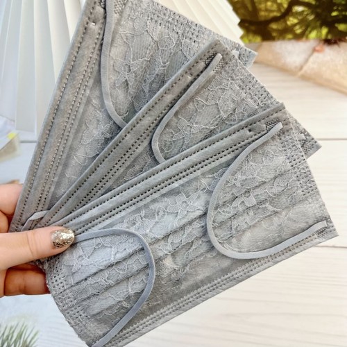 高颜值一次性成人加厚网纱口罩学生女神网红灰色蕾丝潮款独立包装