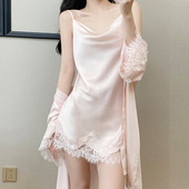 冰丝吊带睡裙纯欲性感睡衣女带胸垫显瘦荡领纯欲短裙2025秋季 新款