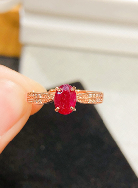 2024年新款红宝石戒指925银精工镶嵌结婚订婚礼物送朋友闺蜜百搭