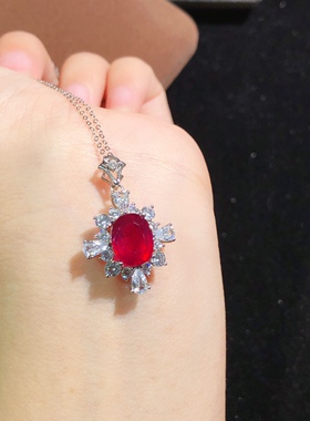 天然新烧红宝石裸石戒面 充填处理水晶彩宝戒指吊坠项链手链镶嵌