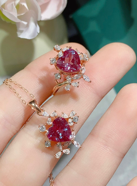 时尚豪华戒指吊坠镶嵌亚历山大 s925纯银镀18K金镶嵌活口可调节