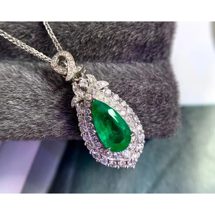 天然哥伦比亚祖母绿吊坠VividGreen满火彩主石1.53ct 总重3.28克