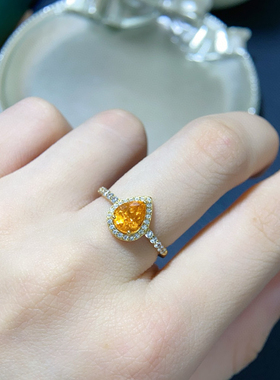 天然刻面芬达戒指高净度火彩爆闪颜色浓6*8mms925纯银精工镶嵌