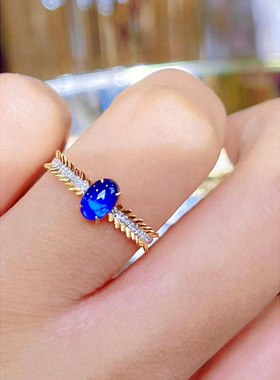 70分绝美荧光体皇家蓝蓝宝石戒指配国际证书性价比无敌18K金钻石