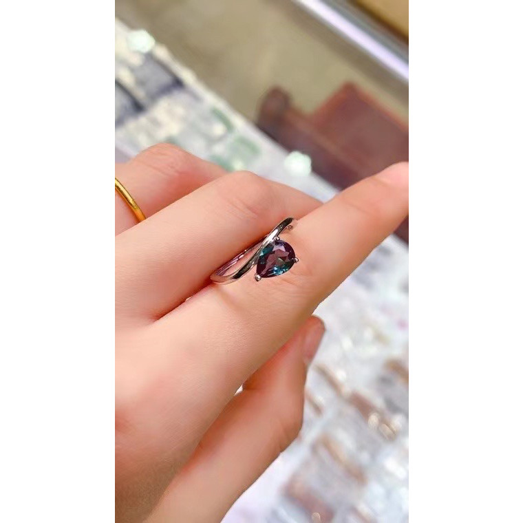 变色宝石皇家亚历山大变石金绿宝石粉熔石椭圆形草黄麦黄戒指水滴