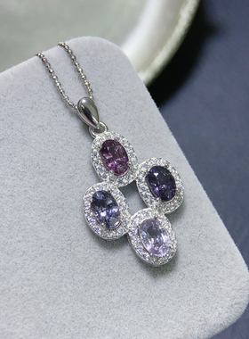 纯天然尖晶石吊坠尺寸4*6mm硬度仅次于钻石925银精工镶嵌厚重用银