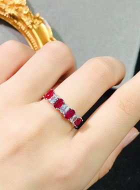 高品质天然红宝石戒指s925纯银镶嵌让人们拥有热情戒面3*5mm