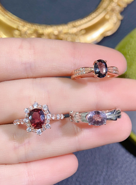 纯天然尖晶石戒指 超粉嫩晶体通透，5A级宝石 火彩超赞