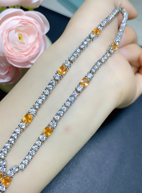 天然芬达石榴石项链女款925银镀18K金镶嵌时尚百搭送女友闺蜜礼物