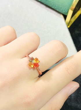 纯天然爱心彩蓝宝戒指粉嫩通透5A宝石925银精工镶嵌厚重用银