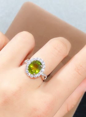 夏日清新绿碧玺戒指天然糖果碧玺戒指 晶体超赞 满火彩裸石8*10mm