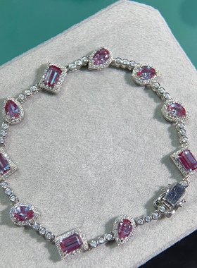 超美的变色石亚历山大手链纯银镶嵌不掉色颜色独特多彩红绿变色