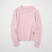 hukket纯羊毛立体线条重磅圆领毛衣菱格套头针织