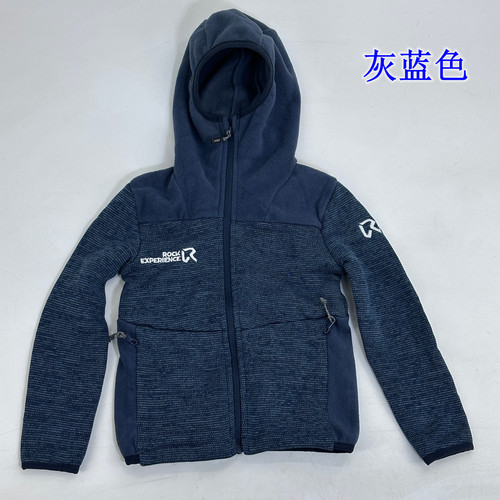 针织拼接连帽抓绒夹克儿童款