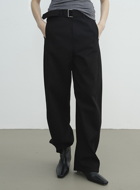 MZUC Lem@ire 风粗斜纹宽松慵懒可拆卸腰带扭缝弯刀中性休闲裤