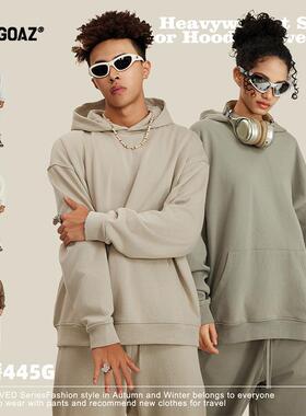 「CARGOAZ」2024AW 美式复古445G重磅纯色毛圈卫衣男女情侣连帽衫