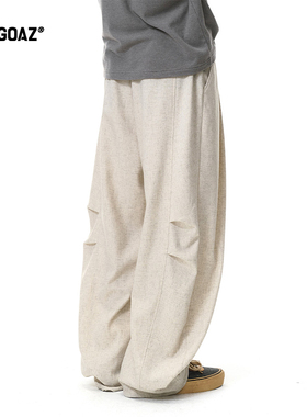 「CARGOAZ」2025AW 潮牌男女同款老钱风宽松直筒休闲裤亚麻阔腿裤