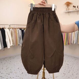 2026新款纯棉加绒不加绒儿童裤子百搭束脚裤弯刀裤男女童裤中大童