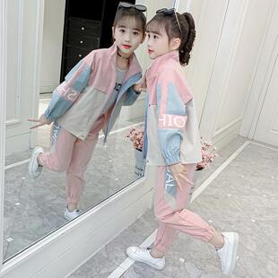 女童春装套装2026新款洋气韩版中大童女装宽松网红春秋运动两件套