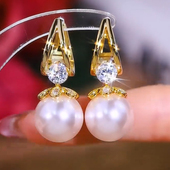 时尚 高级感高保色港风女耳饰 气质复古轻奢闪耀珍珠耳环2024年新款