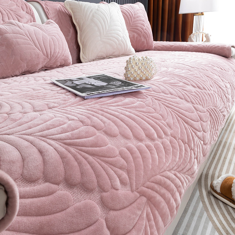 粉色防滑毛绒沙发垫2025新款秋冬加厚保暖水晶绒沙发坐套罩巾盖布,居家布艺,沙发垫,淘宝优惠券,粉丝福利购,淘宝优惠卷