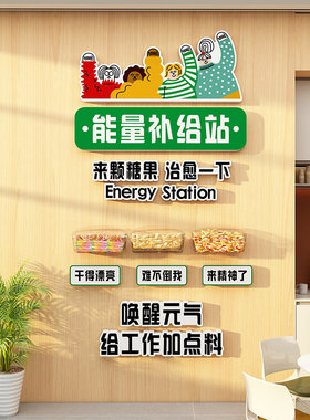 能量补给站办公室进门形象文化墙