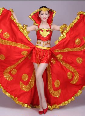 经典新款现代成人西班牙斗牛舞蹈开场舞大摆裙演出服装大气连衣裙