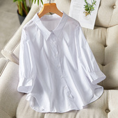 初影白衬衫 设计感上衣百搭气质纯棉衬衣 新款 女五分袖 2024夏装