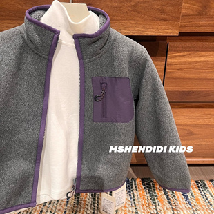 加厚摇粒绒校服神器内搭 儿童拉链外套抓绒衣抗静电柔软加绒冬季