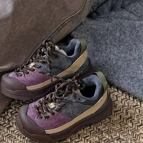 儿童户外加绒登山鞋2025冬季新款男女学生休闲拼色二棉运动鞋