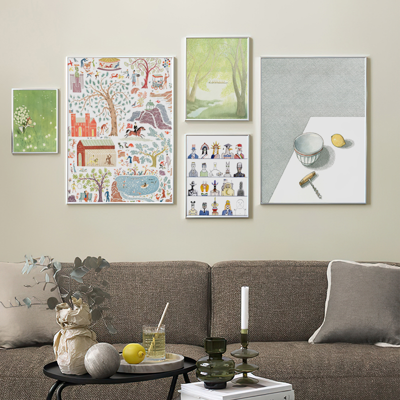 可爱北欧小清新治愈系风格画芯艺术唯美卡通油画布画心艺术微喷画