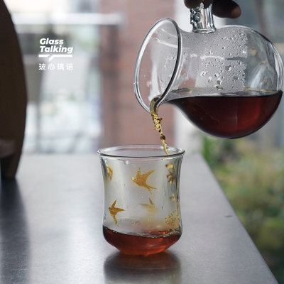 玻心璃语手工玻璃燕子波点咖啡杯