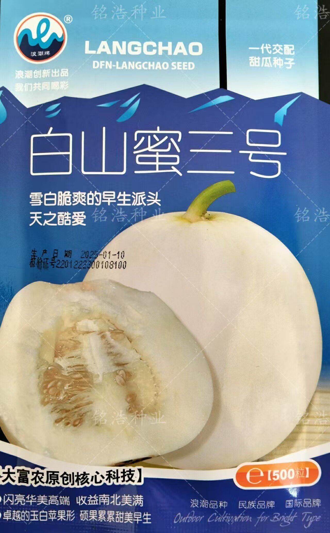 甜瓜种子香瓜脆甜白皮白肉甜瓜高产春夏露天种植白山蜜三号甜瓜籽