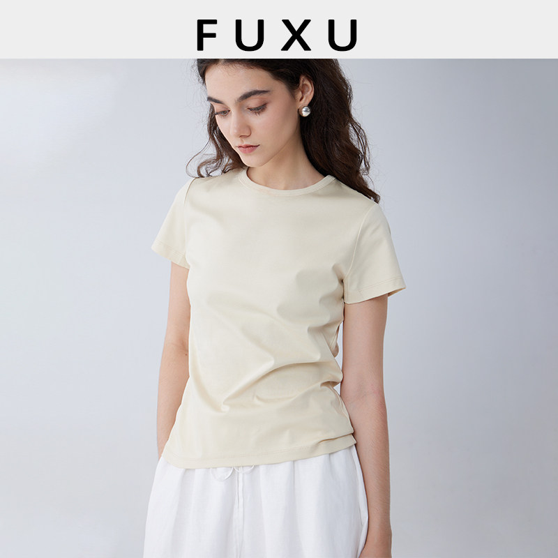 新疆棉纯色圆领短袖T恤女夏季