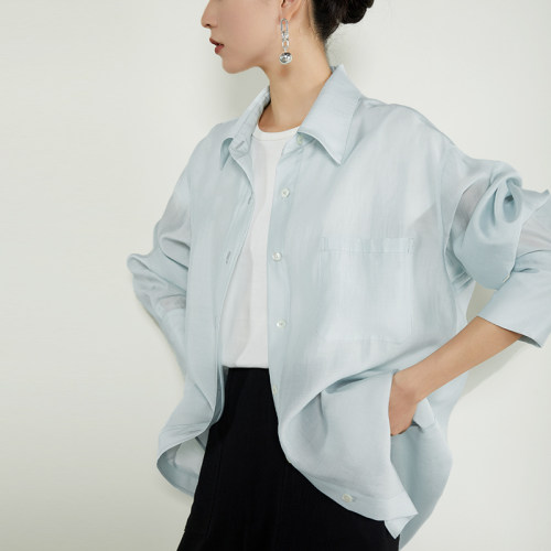 百搭天丝衬衫防晒轻薄上衣宽松女