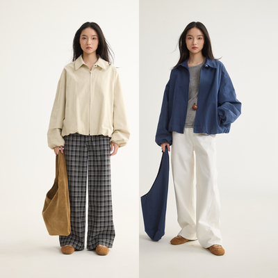 100匹马棉宽松翻领夹克女